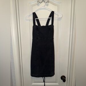 Mini black jean style material crisscross tie in the back sz sm from forever 21